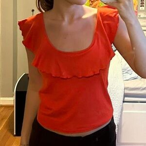 Orange top with ruffles